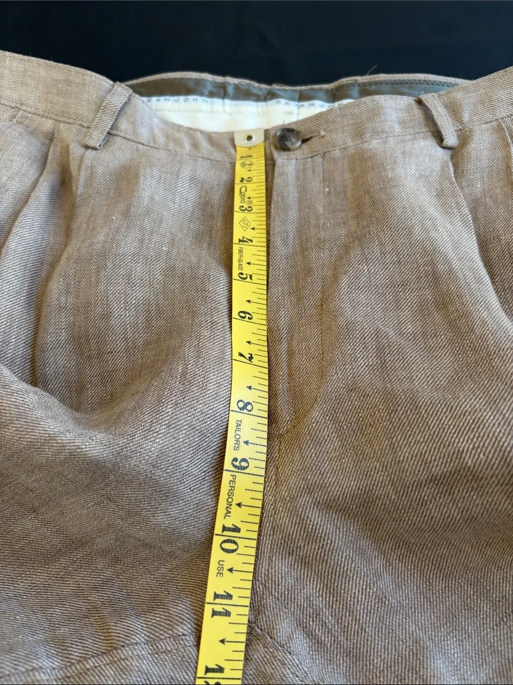 Sean John 100% Linen Pleated Dress Pants 34x32 Original Fit Tan Wide Leg